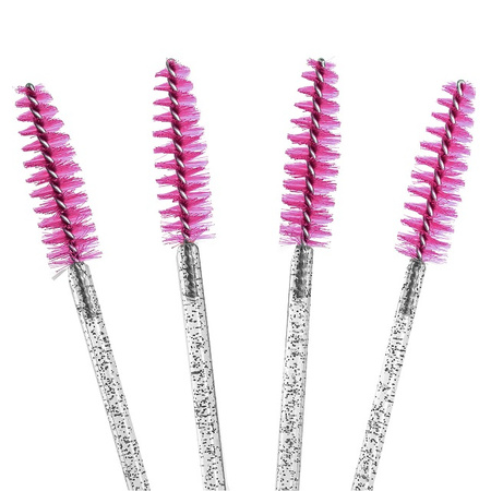 Szczoteczka Spiralka do Rzęs i Brwi, 50 szt. - brokat-bordowa