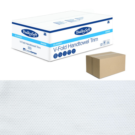 Ręcznik papierowy w listkach krótki 21x21cm składany typu ZZ V-FOLD 3150szt biały 2 warstwy 4op