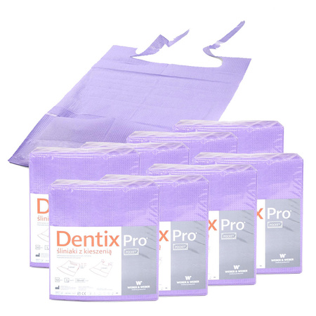 Śliniak dentystyczny z kieszonką 39cm x 48cm fioletowy podfoliowany 54g DentixPro 400szt