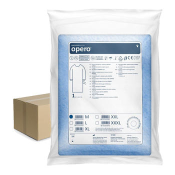 Fartuch chirurgiczny sterylny M z mankietem, wiązany na troki (włóknina SMMMS 35g) 50szt