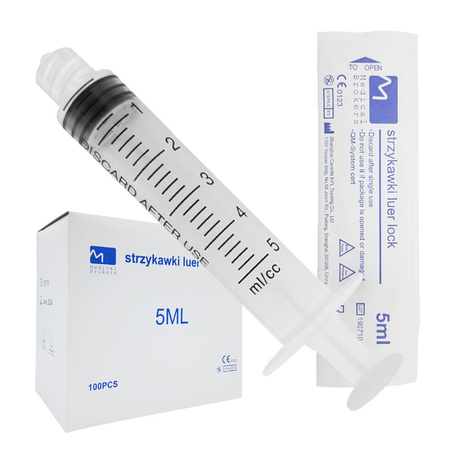 Strzykawka 5ml luer lock trzyczęściowa Medical Brokers 100szt