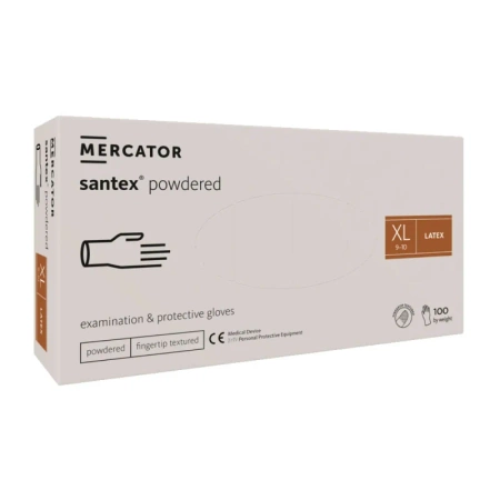 Rękawiczki lateksowe XL pudrowane Santex powdered finger txt 100sztuk karton 10op