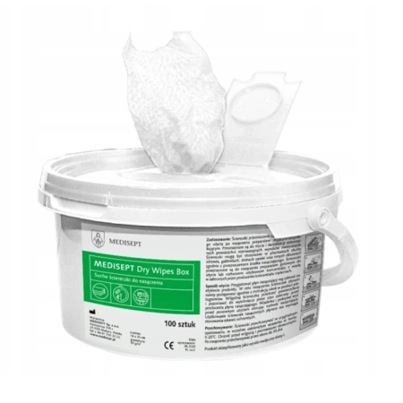 Suche ściereczki Dry Wipes Box do nasączenia preparatem dezynfekującym - wkład 100szt