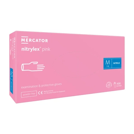 Rękawiczki nitrylowe M różowe Mercator Nitrylex Pink 100sztuk
