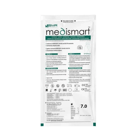 Rękawiczki chirurgiczne sterylne 7.0 lateksowe pudrowane Medismart 1 para