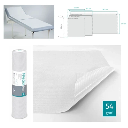 Podkład higieniczny na rolce 60cm x 50cm biały podfoliowany 54g MedixPro 480szt