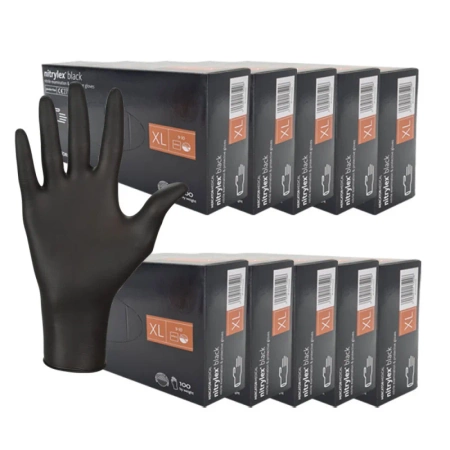 Rękawiczki nitrylowe XL czarne Mercator Nitrylex Black 100sztuk karton 10op