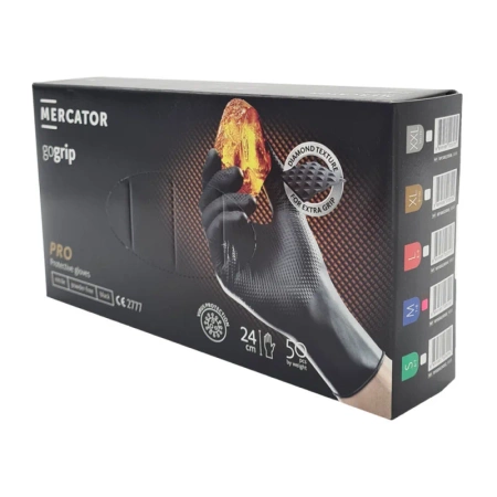 Rękawiczki nitrylowe M czarne Mercator Gogrip 50szt