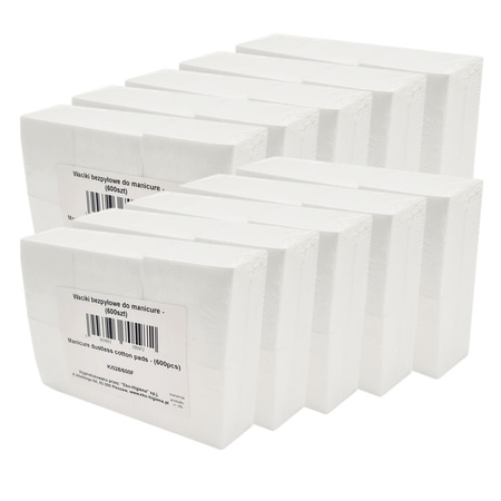 Waciki bezpyłowe do paznokci do manicure 5cm x 5cm 600szt x 10op