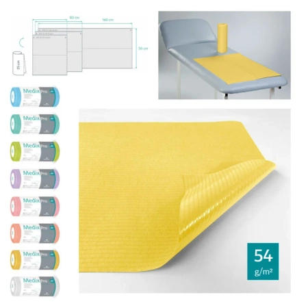 Podkład higieniczny na rolce 50cm x 80cm żółty podfoliowany 54g MedixPro 225szt