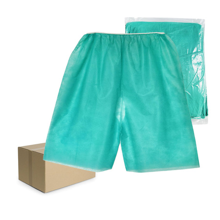 Spodenki do kolonoskopii dla pacjenta zielone flizelina 25g karton 250szt