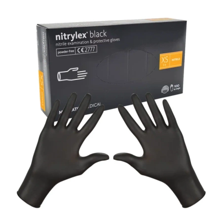 Rękawiczki nitrylowe XS czarne Mercator Nitrylex Black 100sztuk karton 10op