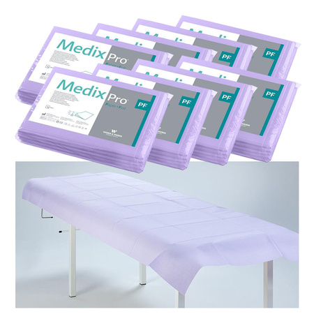 Prześcieradło jednorazowe 77cm x 210cm fioletowe podfoliowane 54g MedixPro 40szt