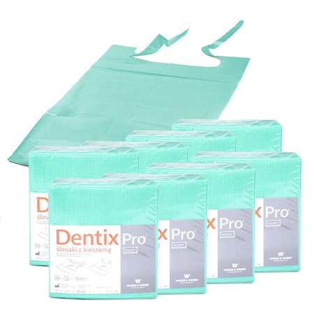 Śliniak dentystyczny z kieszonką 39cm x 48cm zielony podfoliowany 54g DentixPro 400szt