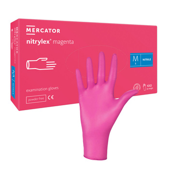 Rękawiczki nitrylowe M różowe Mercator Nitrylex Magenta 100sztuk
