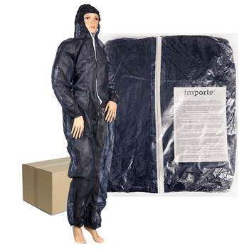 Kombinezon ochronny granatowy XL włókninowy z kapturem 50szt