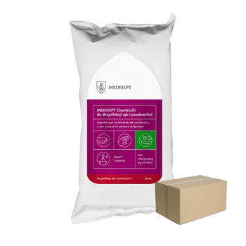 Alkoholowe chusteczki do dezynfekcji rąk i powierzchni Medisept flow pack 50szt 15op