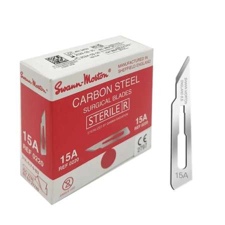 Ostrze chirurgiczne 15A sterylne 100szt stal węglowa Swann-Morton