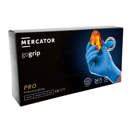 Rękawiczki nitrylowe L niebieskie Mercator Gogrip 50szt karton 10op