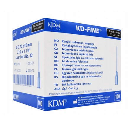 Igły iniekcyjne 23G 0,6mm x 80mm KDM KD-Fine 50szt