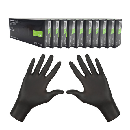 Rękawiczki nitrylowe S czarne Mercator Nitrylex Black 100sztuk karton 10op