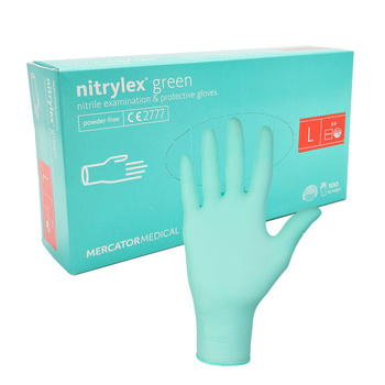 Rękawiczki nitrylowe L zielone Mercator Nitrylex Green 100sztuk