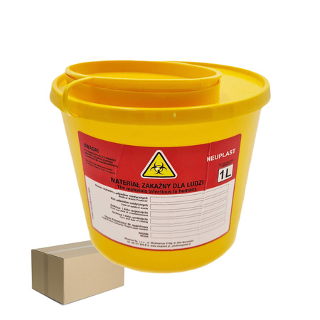 Pojemnik na odpady medyczne 1l żółty Neuplast 50szt