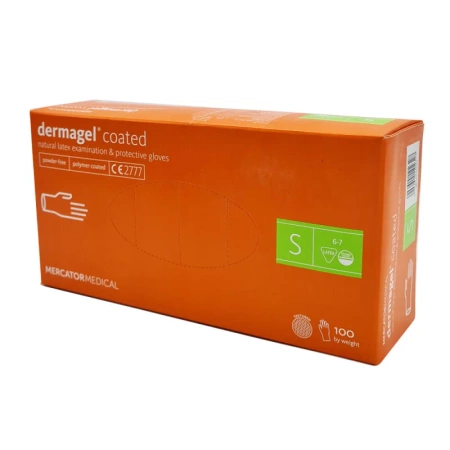 Rękawiczki lateksowe S Mercator Dermagel Coated 100szt