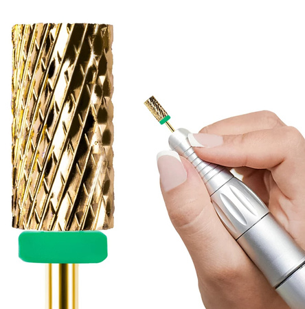 Frez Karbidowy z Węglika Spiekanego, walec 3/32 Large Barrel Gold(C)-zielony (mocny)