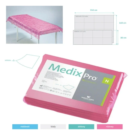 Prześcieradło jednorazowe 80cm x 210cm różowe 20g MedixPro 10szt