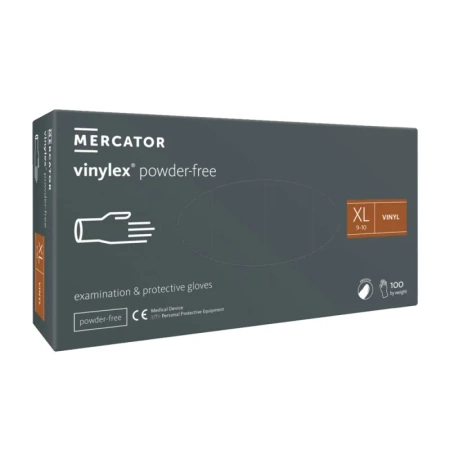 Rękawiczki winylowe XL bezpudrowe Mercator Vinylex transparentne 100szt