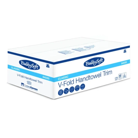 Ręcznik papierowy w listkach krótki 21x21cm składany typu ZZ V-FOLD 3150szt biały 2 warstwy 4op