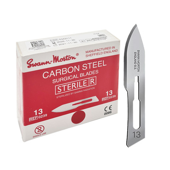 Ostrze chirurgiczne 13 sterylne 100szt stal węglowa Swann-Morton