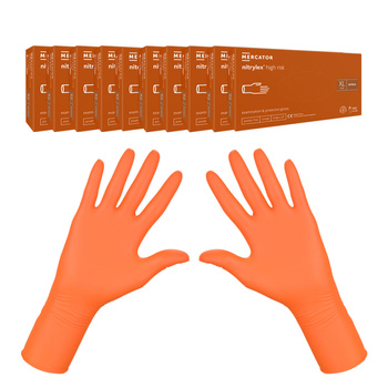 Rękawiczki nitrylowe XL pomarańczowe Mercator Nitrylex High Risk 100szt karton 10op