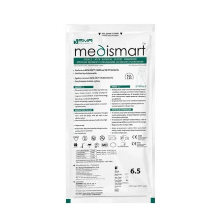 Rękawiczki chirurgiczne sterylne 6.5 lateksowe pudrowane Medismart 1 para