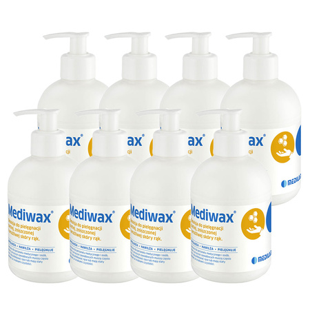 Mediwax krem do rąk 330ml z pompką do pielęgnacji suchej i wrażliwej skóry 8szt