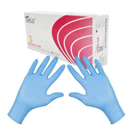 Rękawiczki nitrylowe S niebieskie Velo 100sztuk