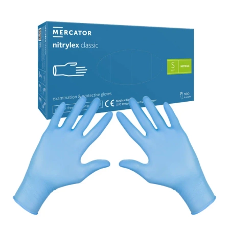Rękawiczki nitrylowe S niebieskie Mercator Nitrylex Classic 100sztuk