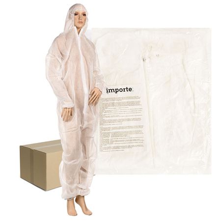 Kombinezon ochronny biały XXXL włókninowy z kapturem 50szt