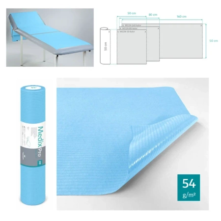 Podkład higieniczny na rolce 60cm x 50cm niebieski podfoliowany 54g MedixPro 480szt