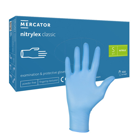 Rękawiczki nitrylowe S niebieskie Mercator Nitrylex Classic 100sztuk