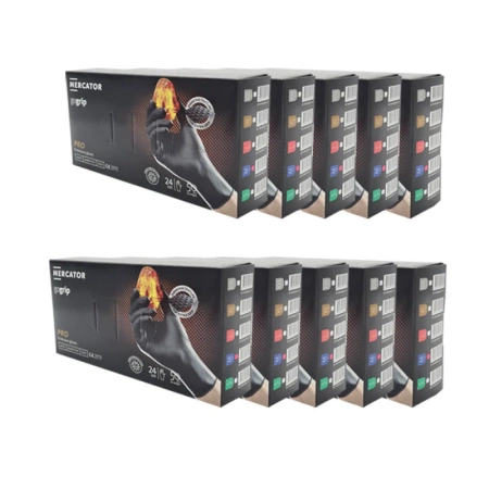 Rękawiczki nitrylowe M czarne Mercator Gogrip 50szt karton 10op