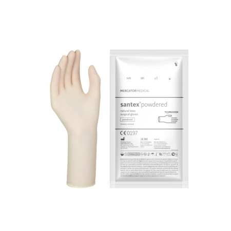 Rękawiczki chirurgiczne lateksowe sterylne 7.5 bezpudrowe Mercator Santex Powder-Free 1 para