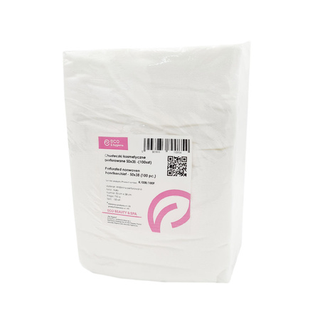 Chusteczki kosmetyczne z włókniny perforowane białe 38cm x 50cm 100szt