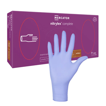 Rękawiczki nitrylowe XL fioletowe Mercator Nitrylex Complete 100sztuk