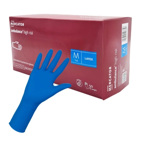 Rękawiczki lateksowe M niebieskie Mercator Ambulance High Risk 50szt