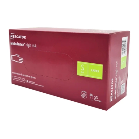 Rękawiczki lateksowe S niebieskie Mercator Ambulance High Risk 50szt