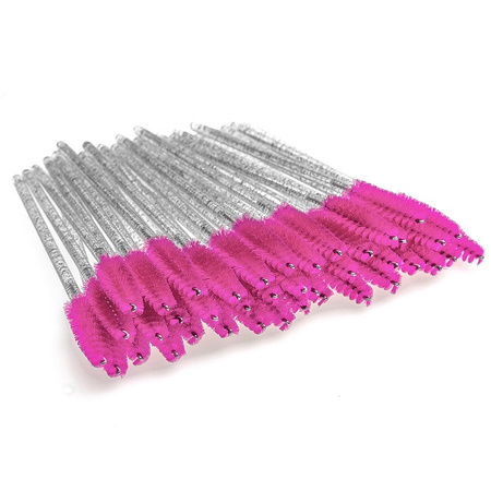 Szczoteczka Spiralka do Rzęs i Brwi, 50 szt. - brokat-bordowa