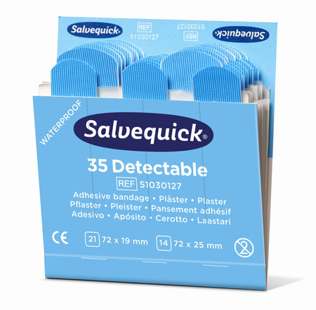 Niebieskie plastry wykrywalne Cederroth Salvequick dwa rozmiary  35 szt