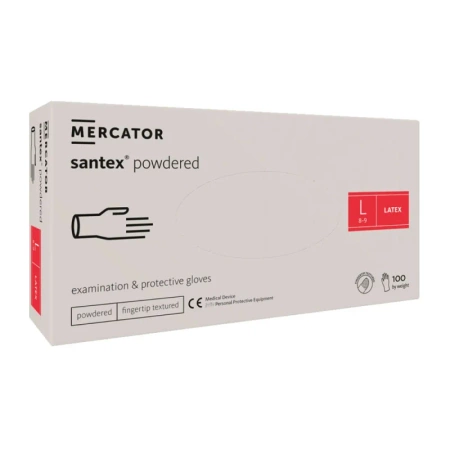 Rękawiczki lateksowe L pudrowane Santex powdered finger txt 100sztuk karton 10op
